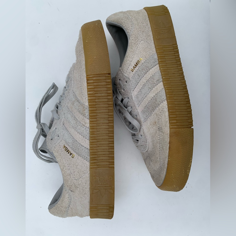 Adidas Sambarose Platforms Suede Grey Gum‎ Sneakers Size 9.5